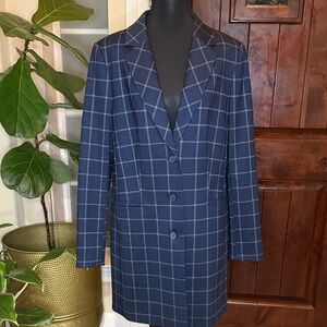 Tahari Women’s Lorna Windowpane Blazer, Navy Size 14